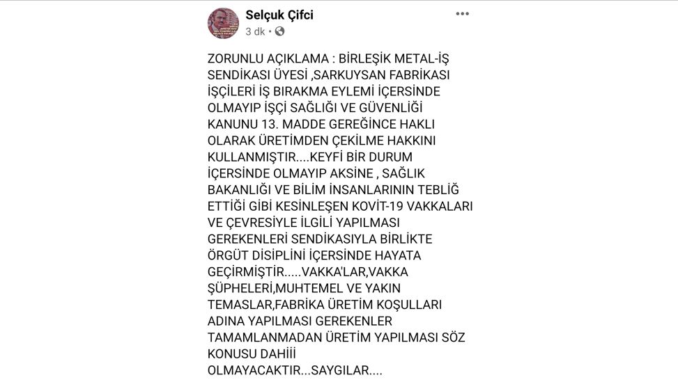 Selçuk Çifci açıklama